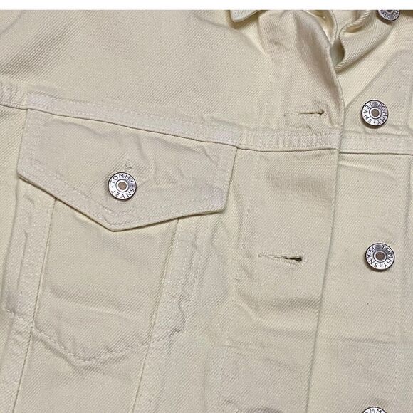 Tommy Hilfiger Jeans Jacket WMNS L Pale Yellow 90’s Girlfriend‎ Trucker Denim - Picture 9 of 15